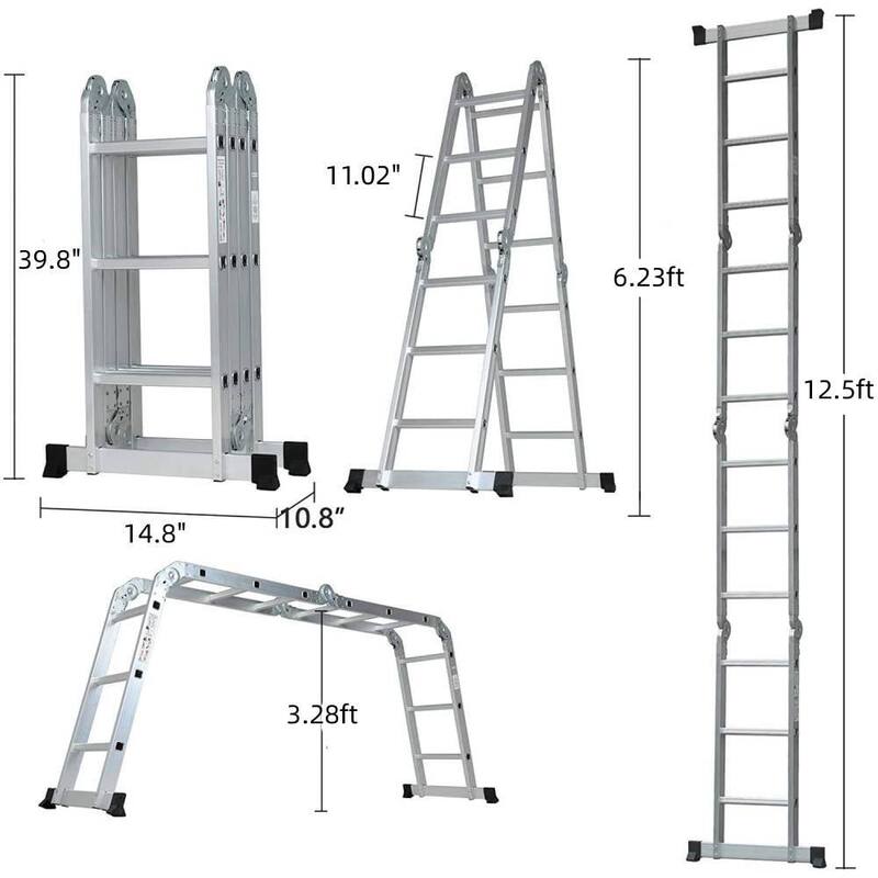 Aluminum 12.5FT Platform Scaffold Ladder,