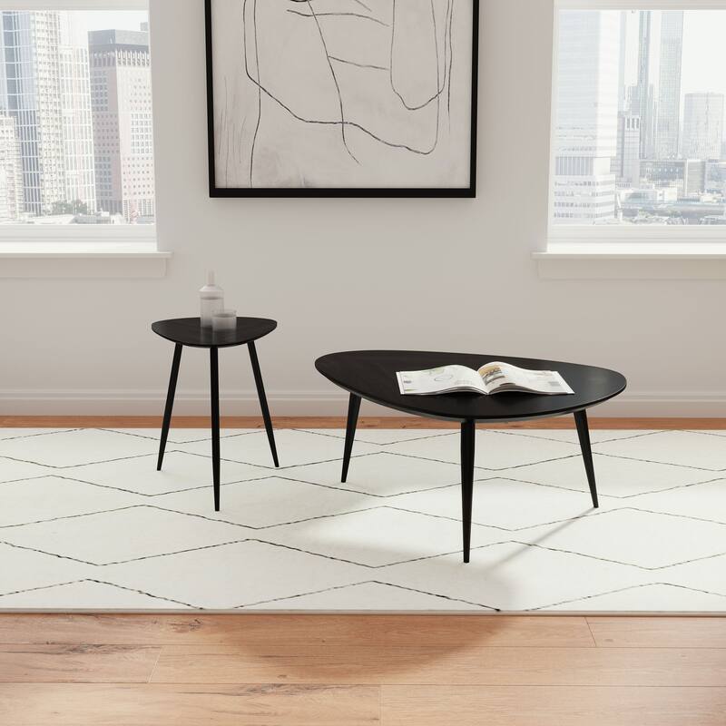 Xander Black Triangular Solid Wood Coffee Table