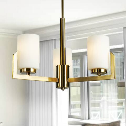 Mitral Modern Chandelier With Gold Brass Finish - 3 Light