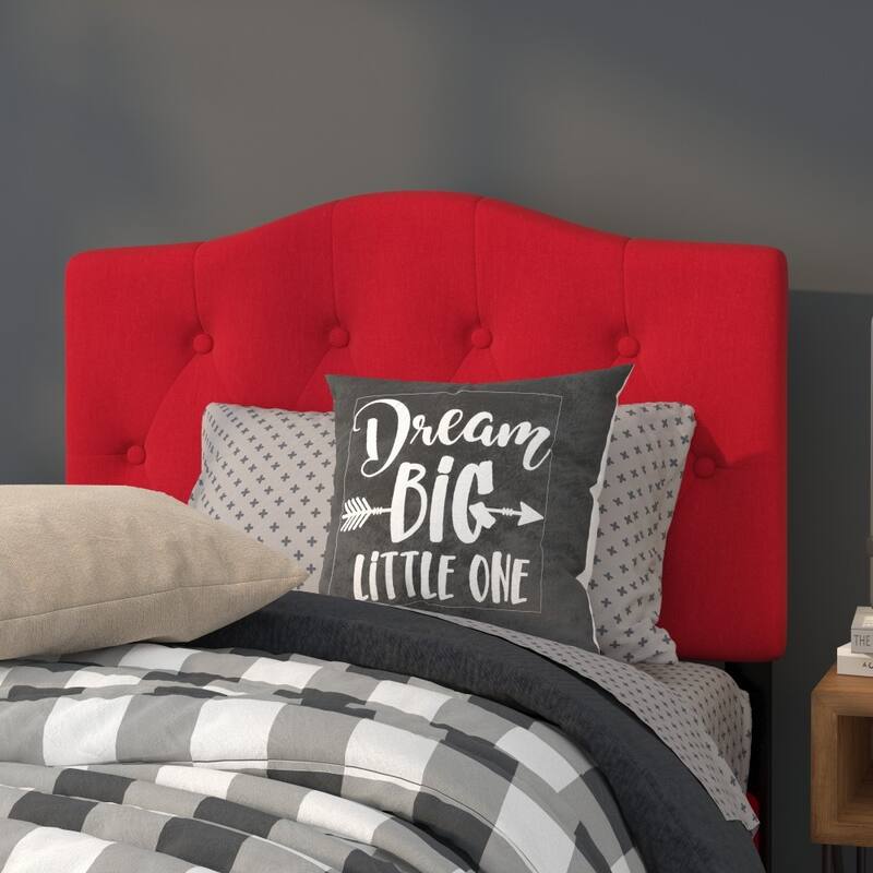 Arched Button Tufted Upholstered Headboard - Red - Twin