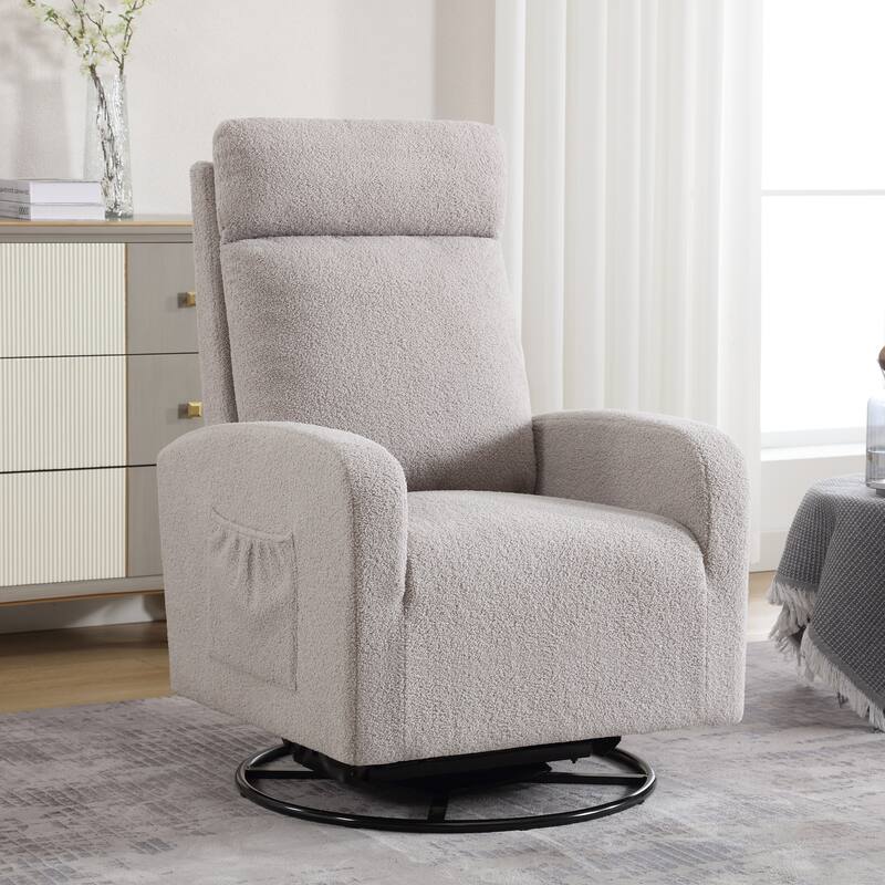 HOMYKA Swivel Glider Rocker Accent Chair for Nursery with Side Pocket