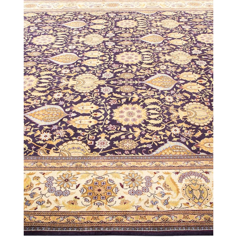 Overton Hand Knotted Wool Vintage Inspired Traditional Mogul Purple Area Rug - 8' 0" x 10' 7"