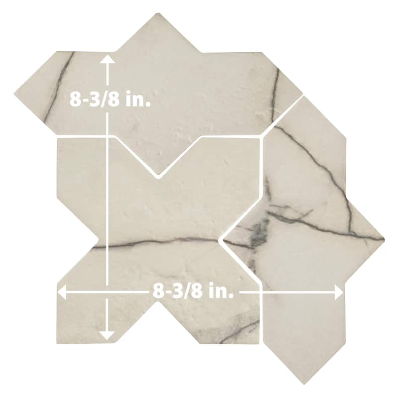 Merola Tile Istanbul Templar Shield Day with Day Cross 8-3/8" x 8-3/8" Porcelain Floor and Wall Tile - Case (36 Tiles)