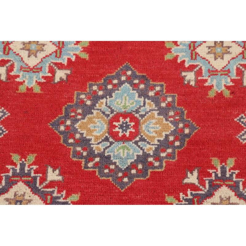 Kazak Oriental Rug Hand-Knotted Bedroom Red Wool Carpet - 5'0" x 6'7"