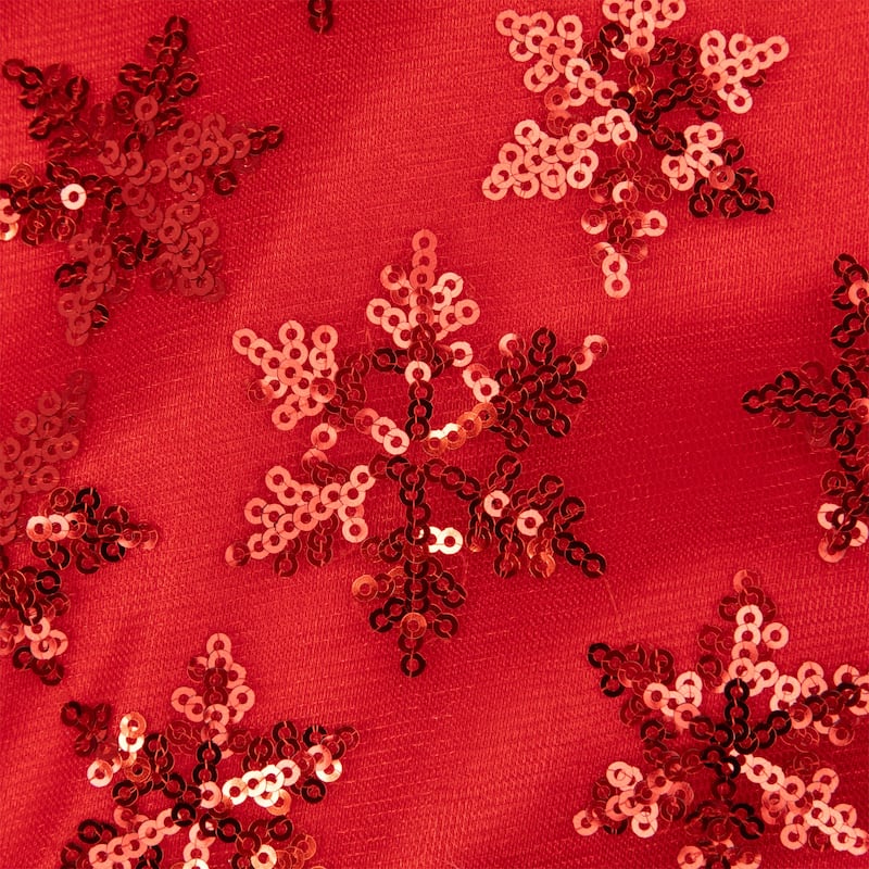 Sequin Snowflake Pattern Mini Christmas Tree Skirt - Red - 20"