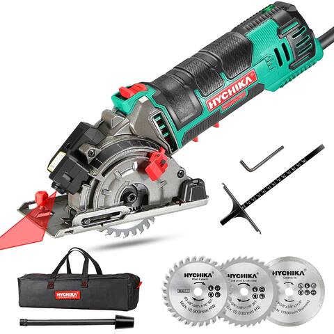 HYCHIKA Mini Eletric Circular Saw 3-3/8 in. 4500 RPM with 3 Saw Blades