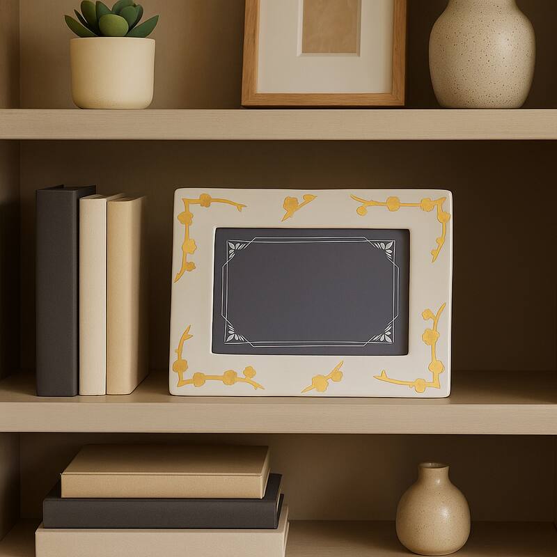 Ceramic Cherry Blossom Picture Frame - Gold