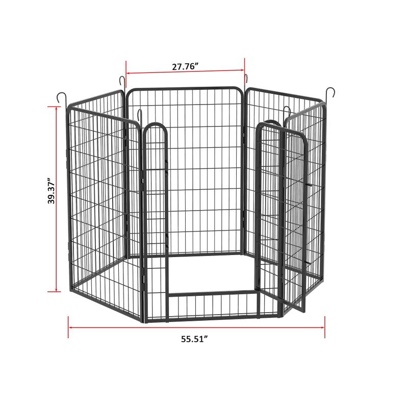 39.37" Dog Fence 6 Panels Heavy Duty Metal Playpen with Door for Outdoor and Indoor