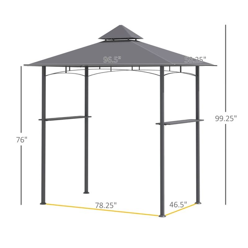 Premium BBQ Grill Gazebo with Powder-Coated Metal Frame Double Layer Polyester Canopy Side Shelves and Hooks