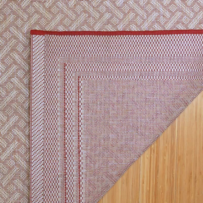 Gertmenian Paseo Soroa Red Classic Border Flatweave Indoor/ Outdoor Area Rug