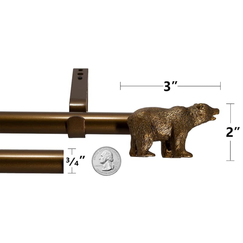 Farmhouse Bear 3/4" Curtain Rod Adjustable Designer Window Treatment Set