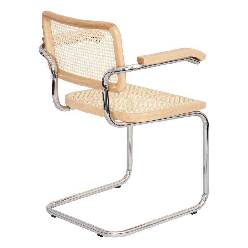 Breuer Chair Company Marcel Breuer Cesca Cane Cantilever Armchair Arm Chair w/ Chrome Steel Frame (Various Wood & Cane Colors)