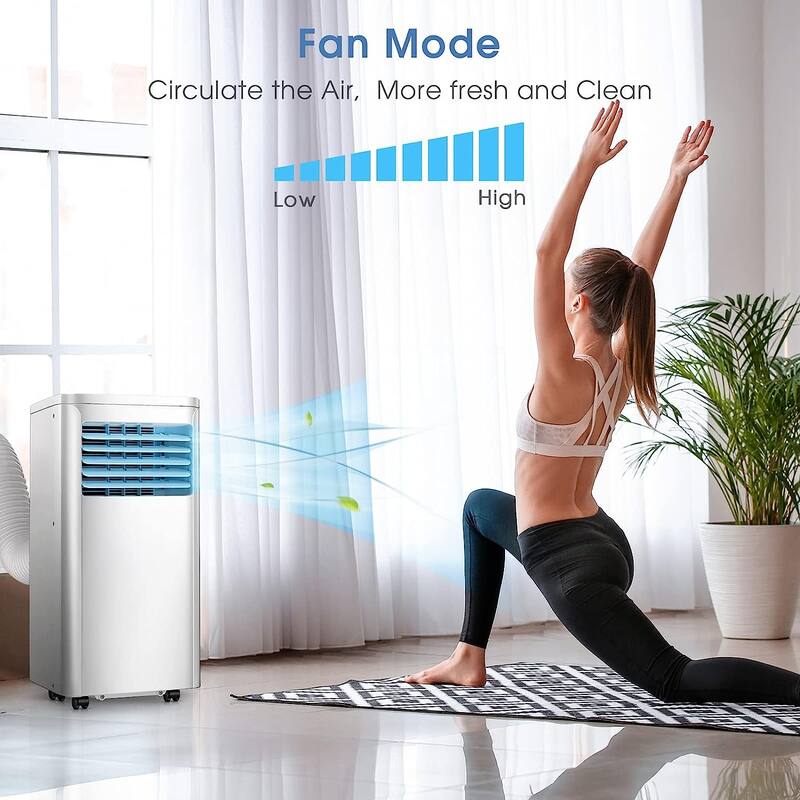 8,000 BTU Portable AC Unit, Remote Control, 3-in-1 Air Conditioner, Digital Display, 24Hrs Timer, White
