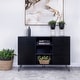 preview thumbnail 5 of 4, Buffet Cabinet with Wooden Frame and 3 Drawers, Black