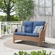 preview thumbnail 37 of 58, Gymojoy Outdoor High-back Wicker Loveseat Sofa For Home Garden Yellow Wicker / Blue Cusion