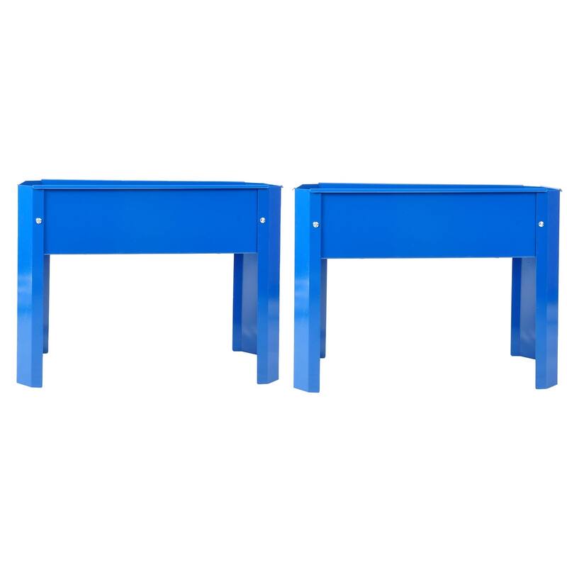 Steel Elevated Garden Bed Metal Elevated Outdoor Flowerpot Box (2-Pack) - Blue