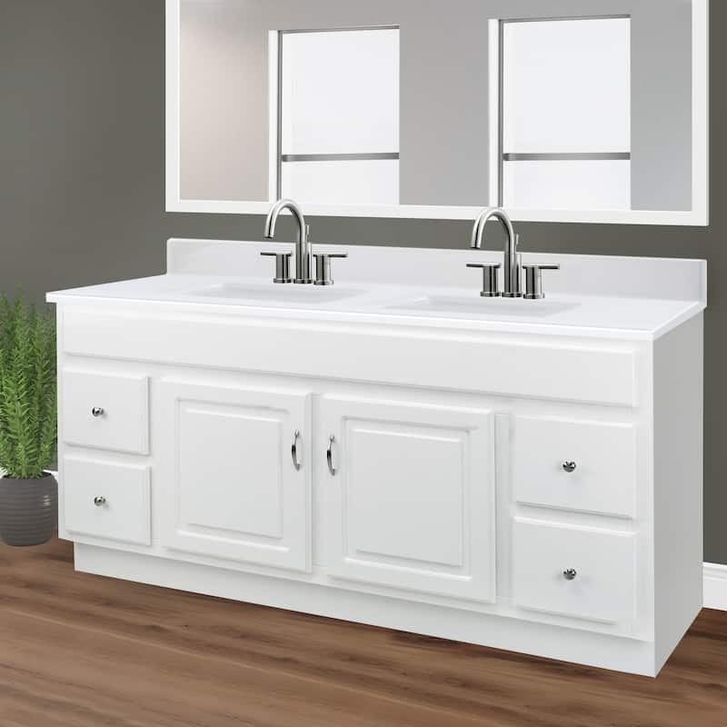 Camilla Cultured Marble Centerset Mount Rectangle Double Bowl Vanity Top - 61 in.