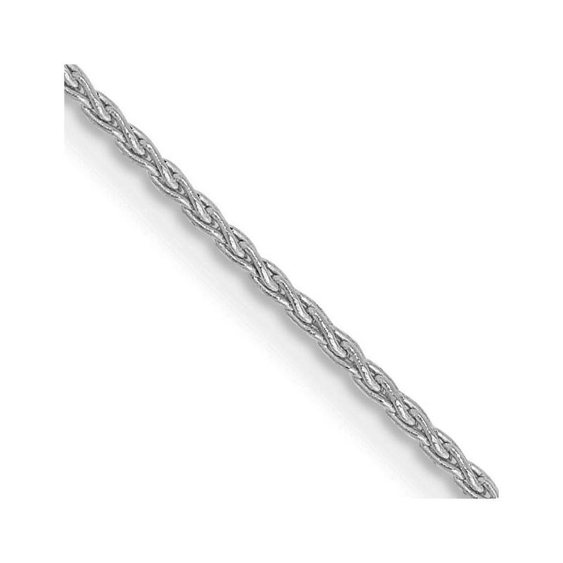 Curata 14k White Gold 10" 1.2mm Parisian Wheat Chain Ankle Bracelet (Lobster-claw)