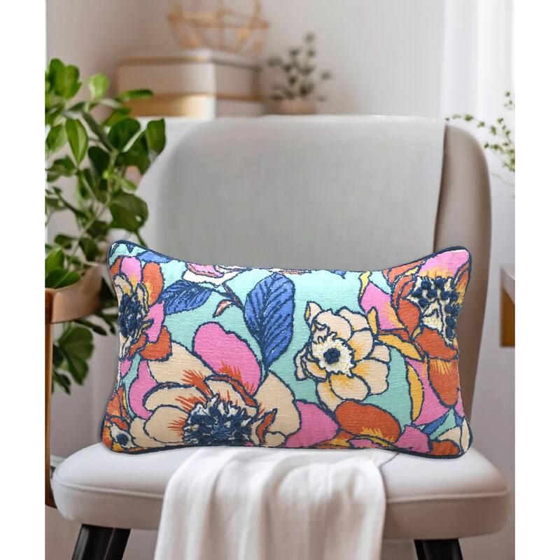 Vibhsa Novelty Decorative Pillow with Machine Embroidery 14" x 24"