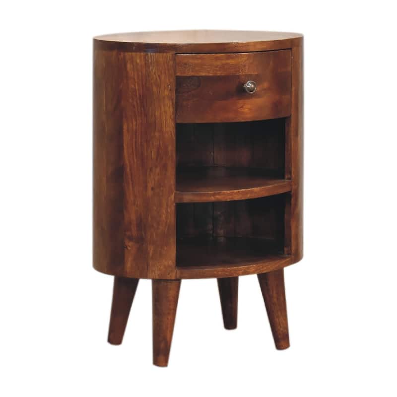 Mid Century Modern Style Drawer Nightstand With Open Shelf,Wooden - Brown - 1-drawer