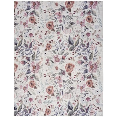 Nuda Power Loomed Floral Non Skid Area Rug By HomeRoots - 8' x 10'