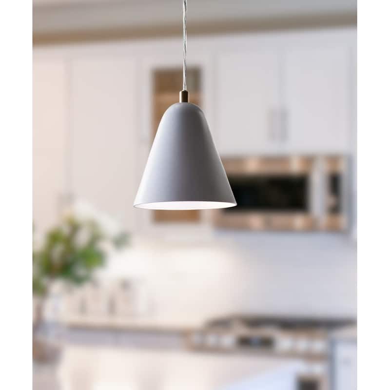 MoDRN 7"W 1-Light Scandinavian Mini-Pendant Light Fixture, White Metal Finish