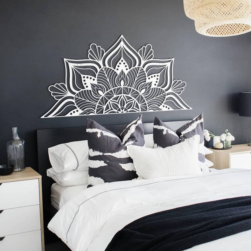 Sutra Mandala Metal Wall Art, - 60x30 inches - Black