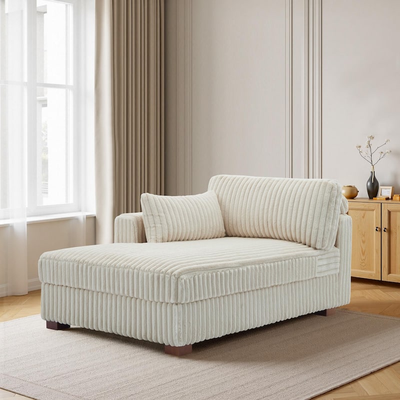 DREAMSIDEA Modern Oversized Chaise Lounge Sofa for Living Room - White