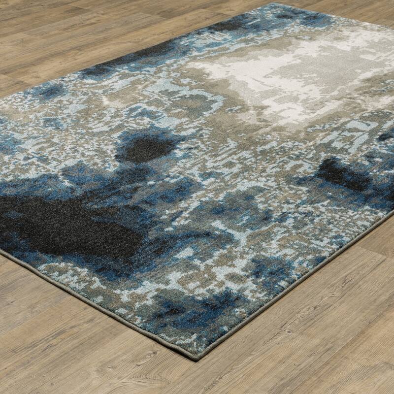 Vista Home Vance Contemporary Abstract Blue Area Rug