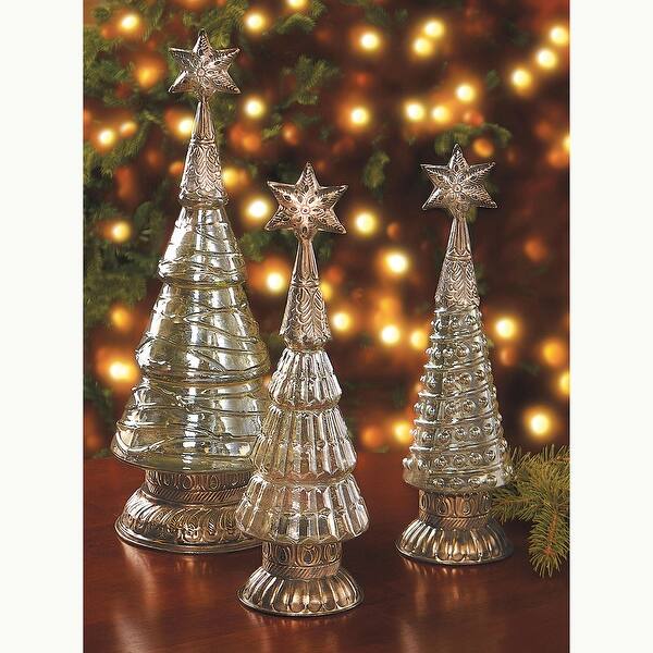 Shop Art Artifact Luster Glass Trees Set Of 3 Christmas Tree