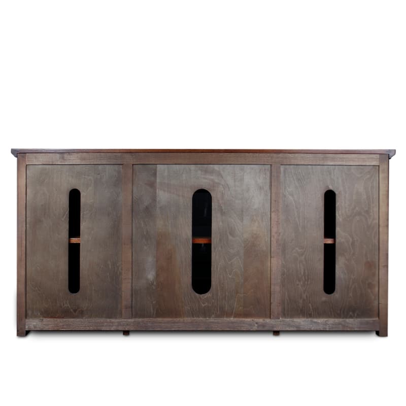 Leick Home Solid Wood Mission Oak Three Door TV Stand