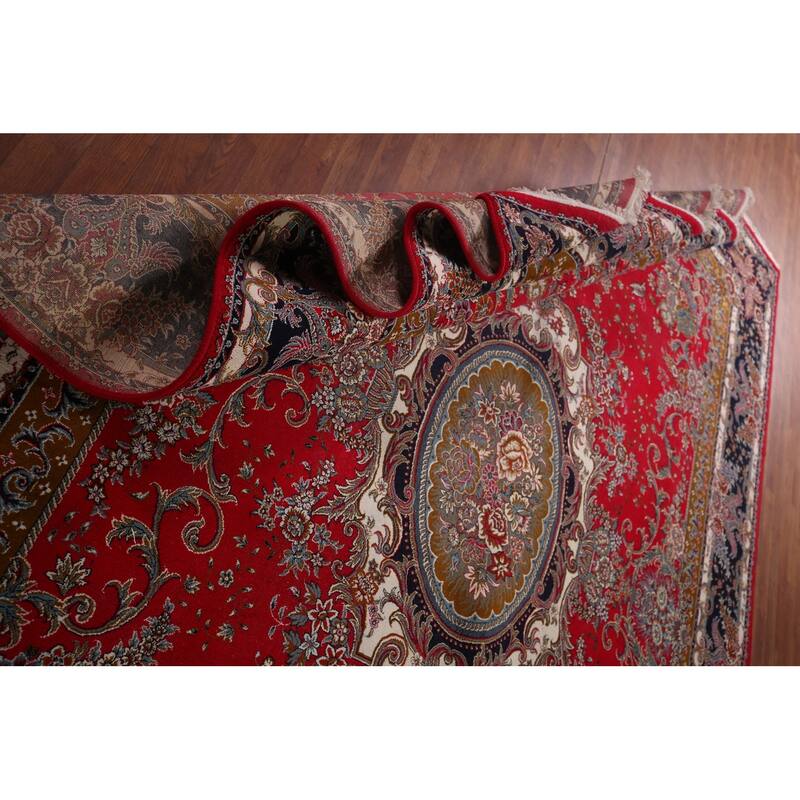 Victorian Style Red Kashan Turkish Area Rug Red Machine Made Carpet - 9'8" x 12'8"