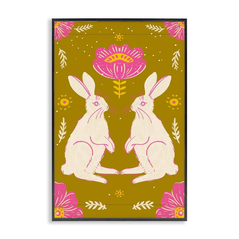 Stupell Mirrored Spring Bunnies Framed Giclee Art Design By Hannah Moren
