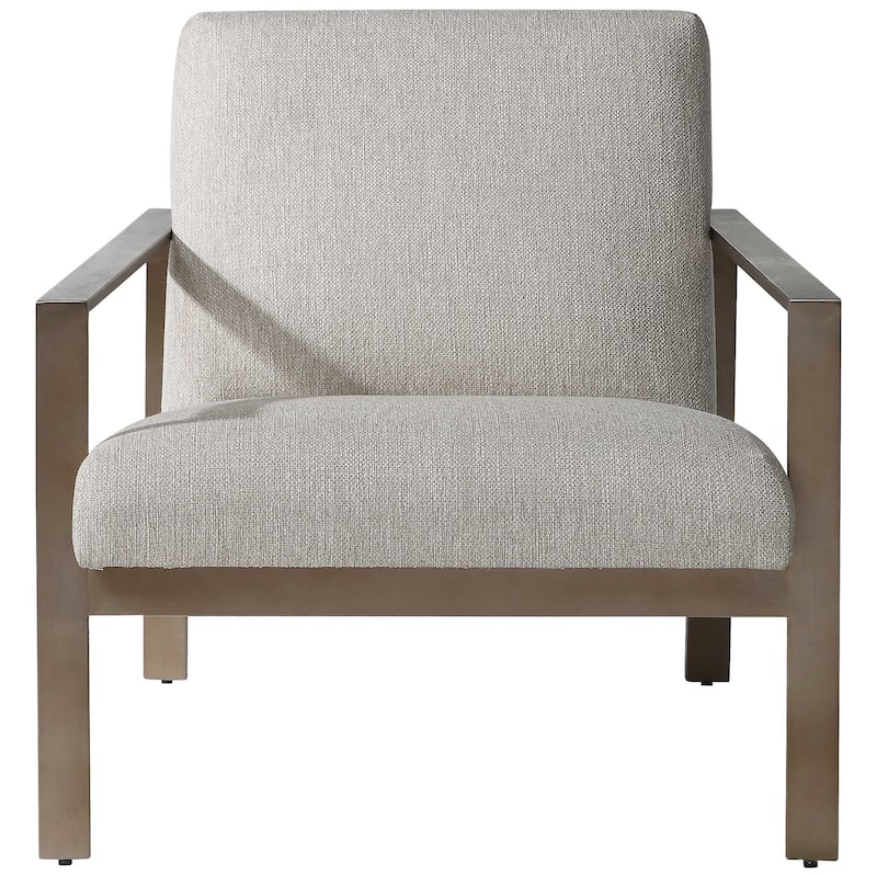 31" Brown and Beige Contemporary Accent Chair