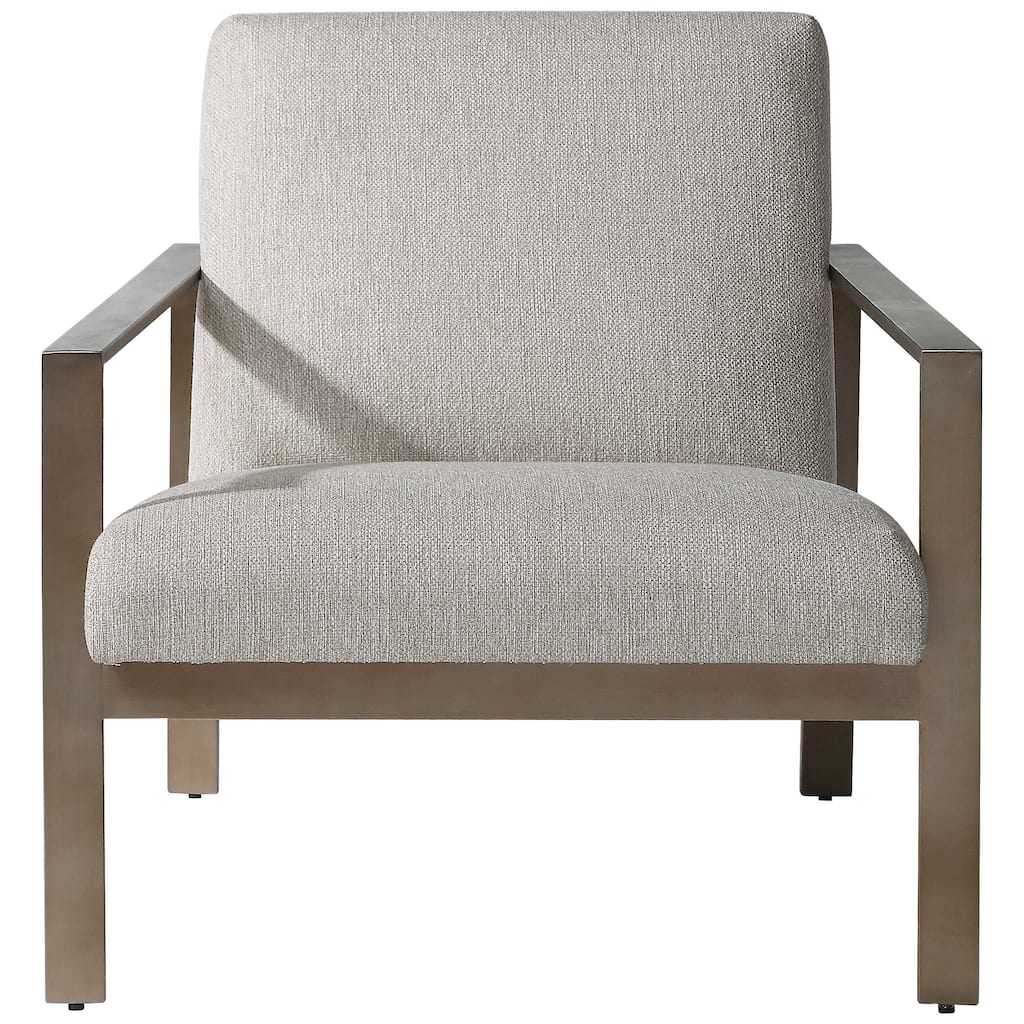 31" Brown and Beige Contemporary Accent Chair