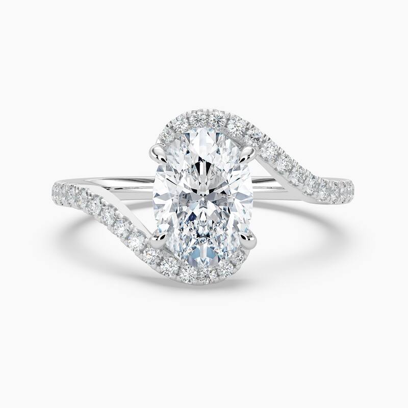 Auriya 14k Gold Oval Lab Grown Diamond Bypass Engagement Ring 1.00 to 5.00 ct. tw. (F-G, VS) - 5.00 carats - White - 4
