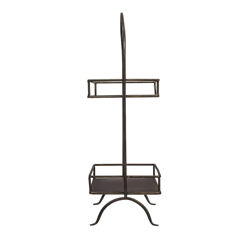 Decorative Metal 2 Tier Tray with Handle