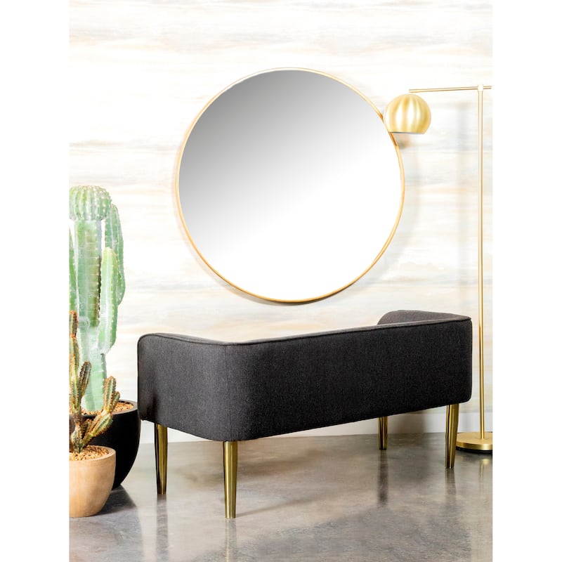 Mid Century Modern Design Dark Grey Upholstered Accent Bench
