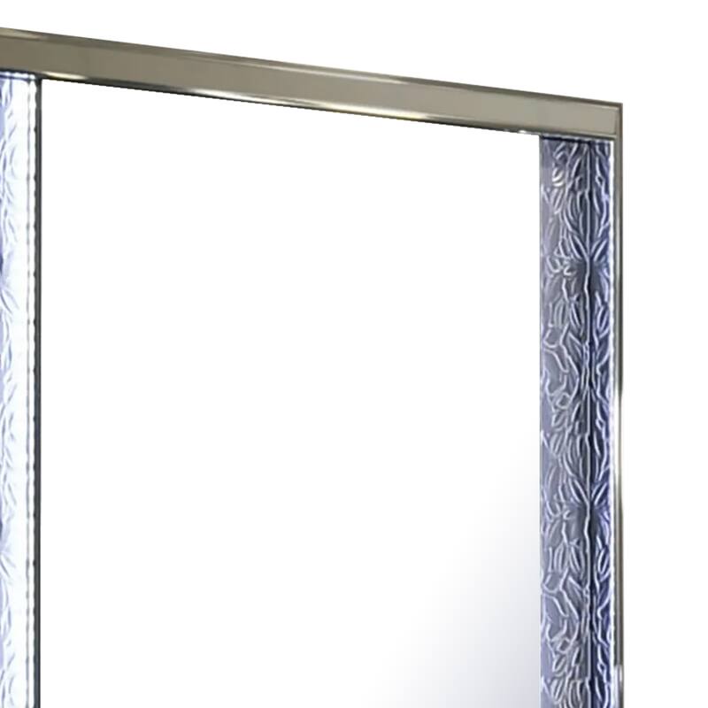 Levi Dresser Mirror, 38 Inch, Leaf Pattern Molding w LED, Dark Gray Wood - Grey