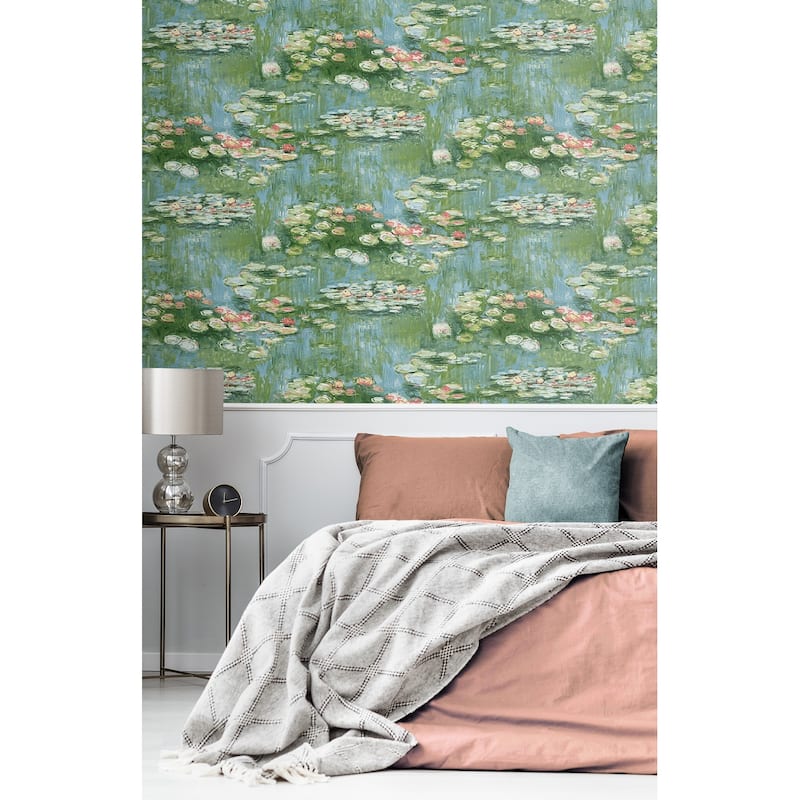 NextWall Lily Pond Peel and Stick Wallpaper