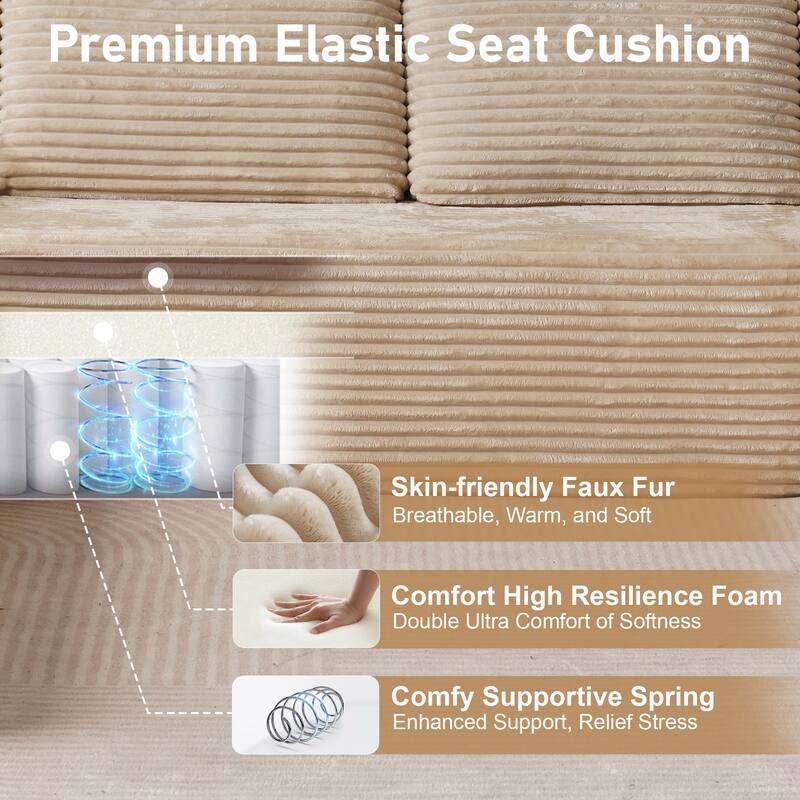 HOOOWOOO Modular Plush Upholstered Sectional Sofa with Ottoman