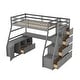 preview thumbnail 15 of 25, Wooden Twin Size Loft Bed with Seven Drawers, 2 Shelves and Desk