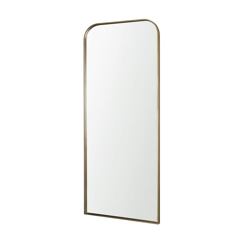 Tamira Tall Brushed Gunmetal Metal Arched Mirror - 31.5L x 1.8W x 75.8H - Gold