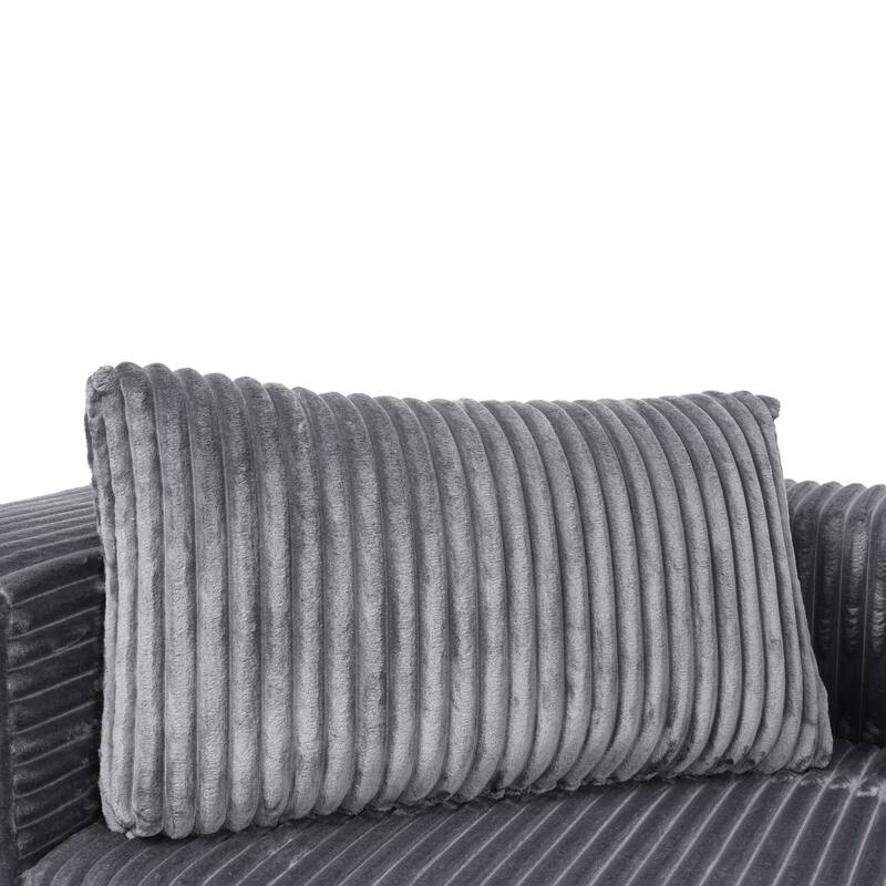 105.11" L-Shaped Chenille Sectional Sofa with All-Foam Structure, 6 Pillows and Space-Saving Design (Left Chaise)