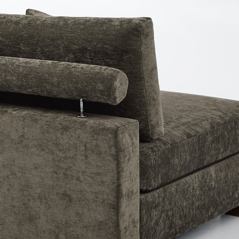 41" W Modern Chenille Corner Arm Accent Chair Sectional Module with Pillows