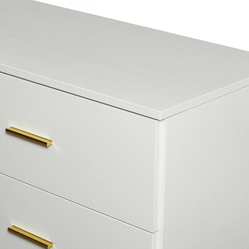 8 Drawer Dresser for Bedroom, Multi-functiona Wooden Storage Cabinet, Double Storage Chest with Drawers & Golden Handles