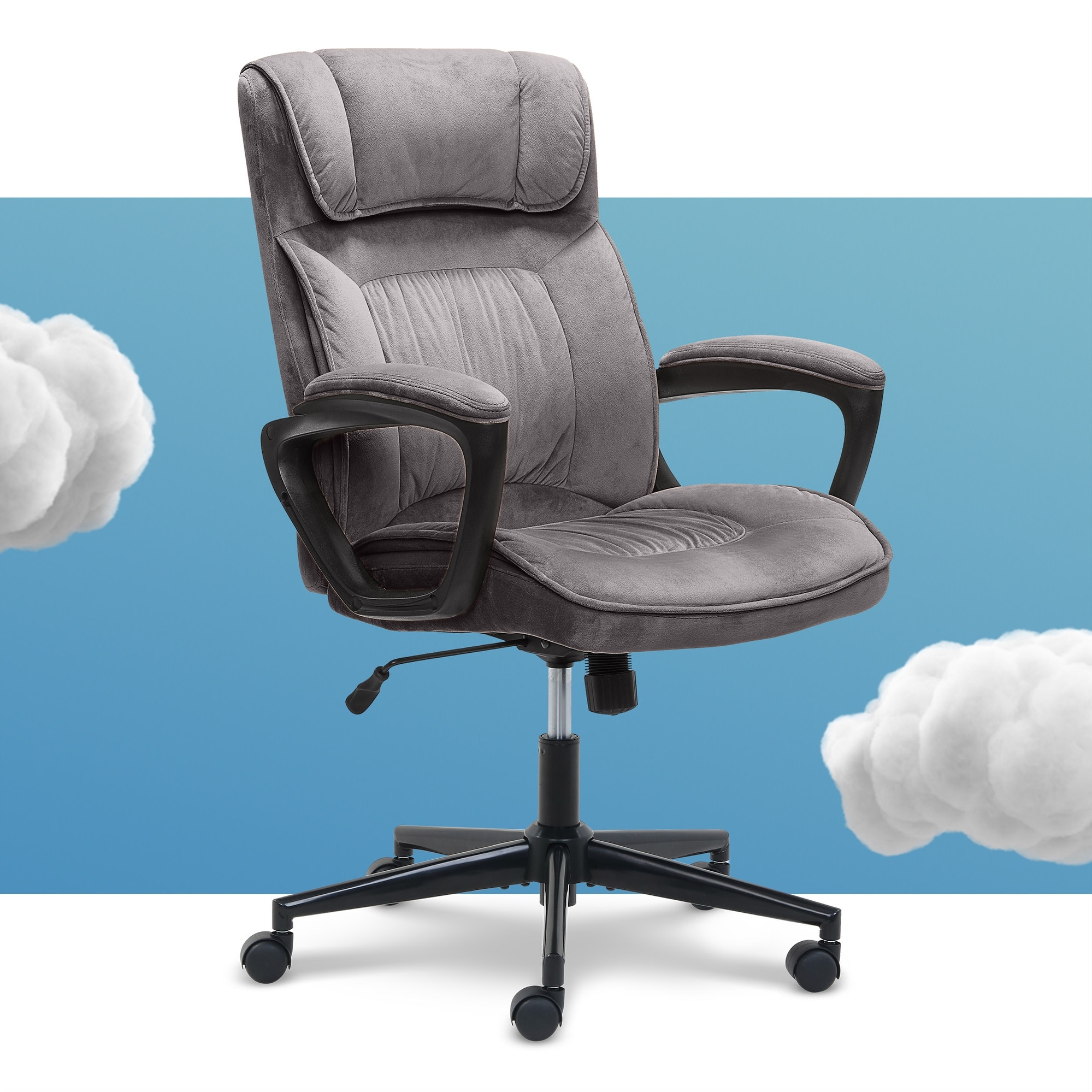 Serta Executive Office Chair In Velvet Gray Microfiber Black Base On Sale Overstock 23058114