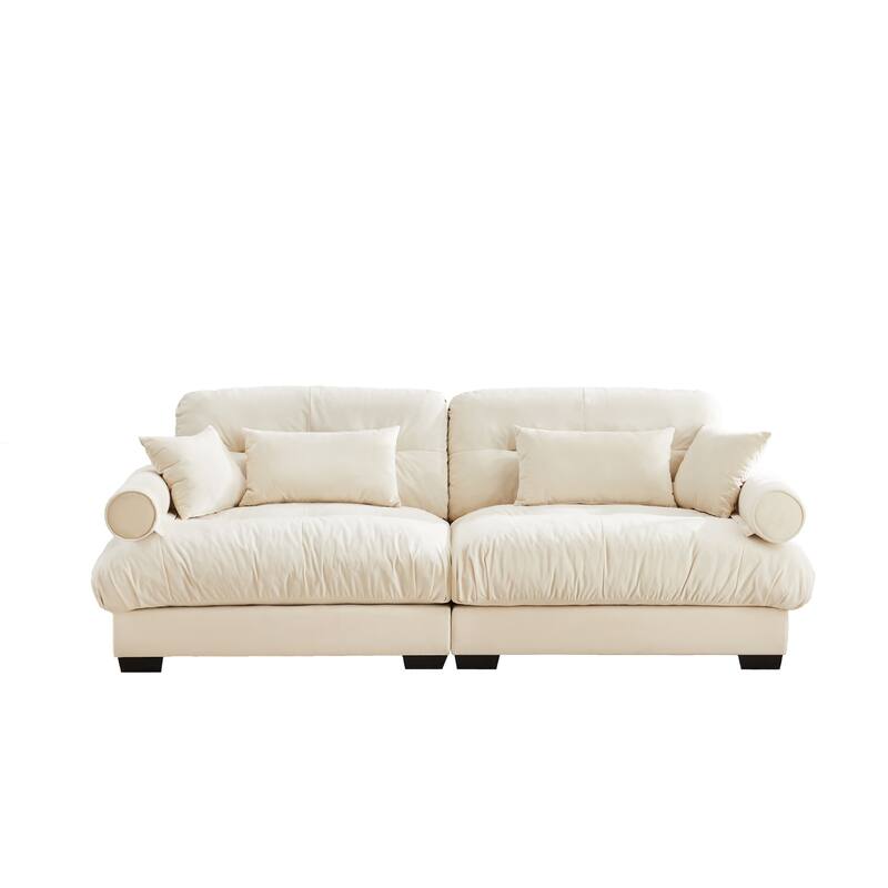 Modern Oversized Modular Sectional Sofa, 93.7" Velvet 2-Seater Loveseat with Armrests, Pillows for Living Room & Home Theater