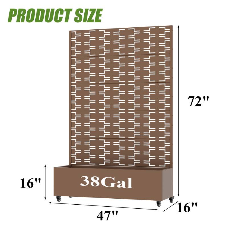Metal Planter Box with Trellis Privacy Screen Planter Box with Lockable Wheels