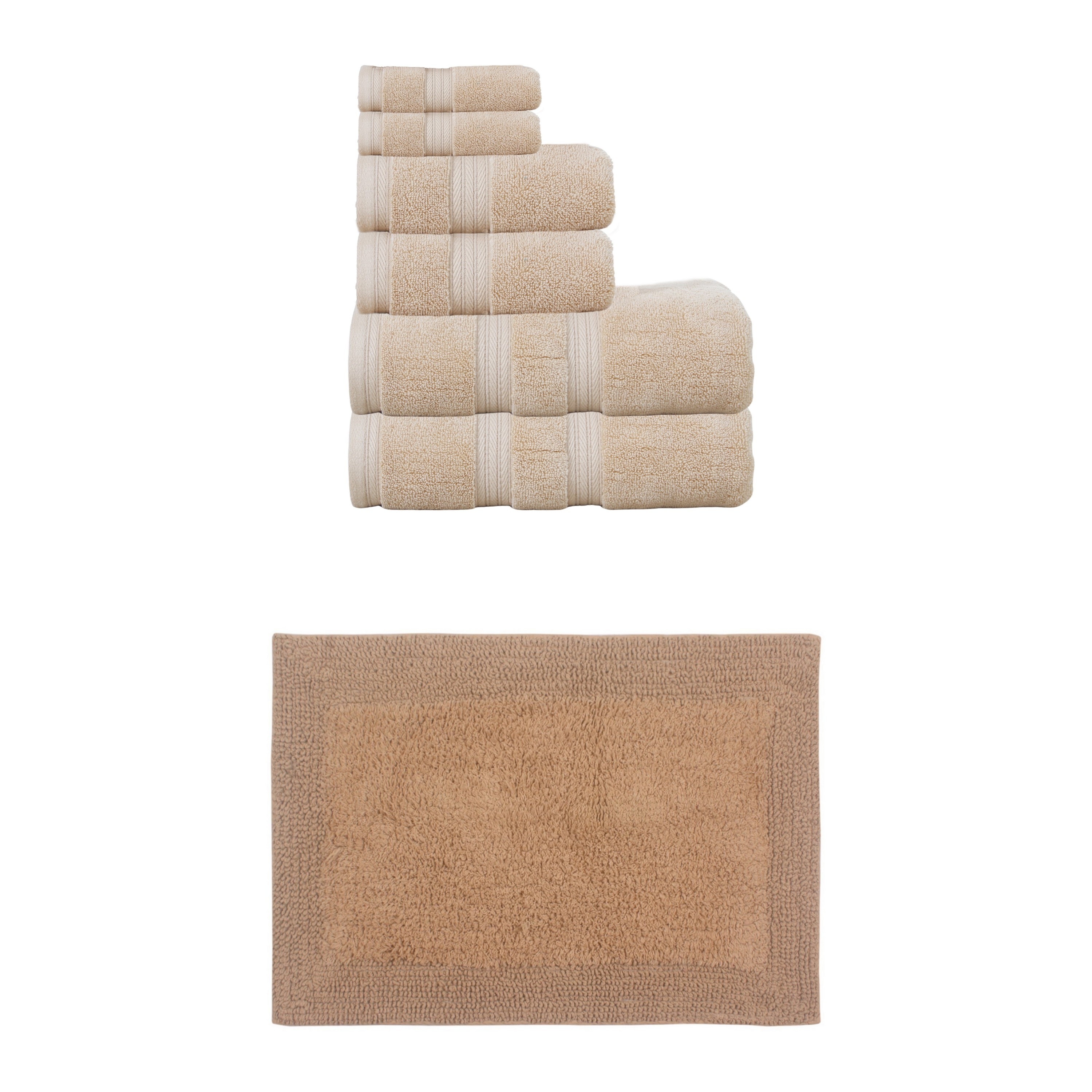 Home Weavers Luxury Collection 100% Soft Cotton 6 Pc Towel Set & 1 Pc 17x24" Bath Rug, Machine Wash & Non Slip (Set of 7)